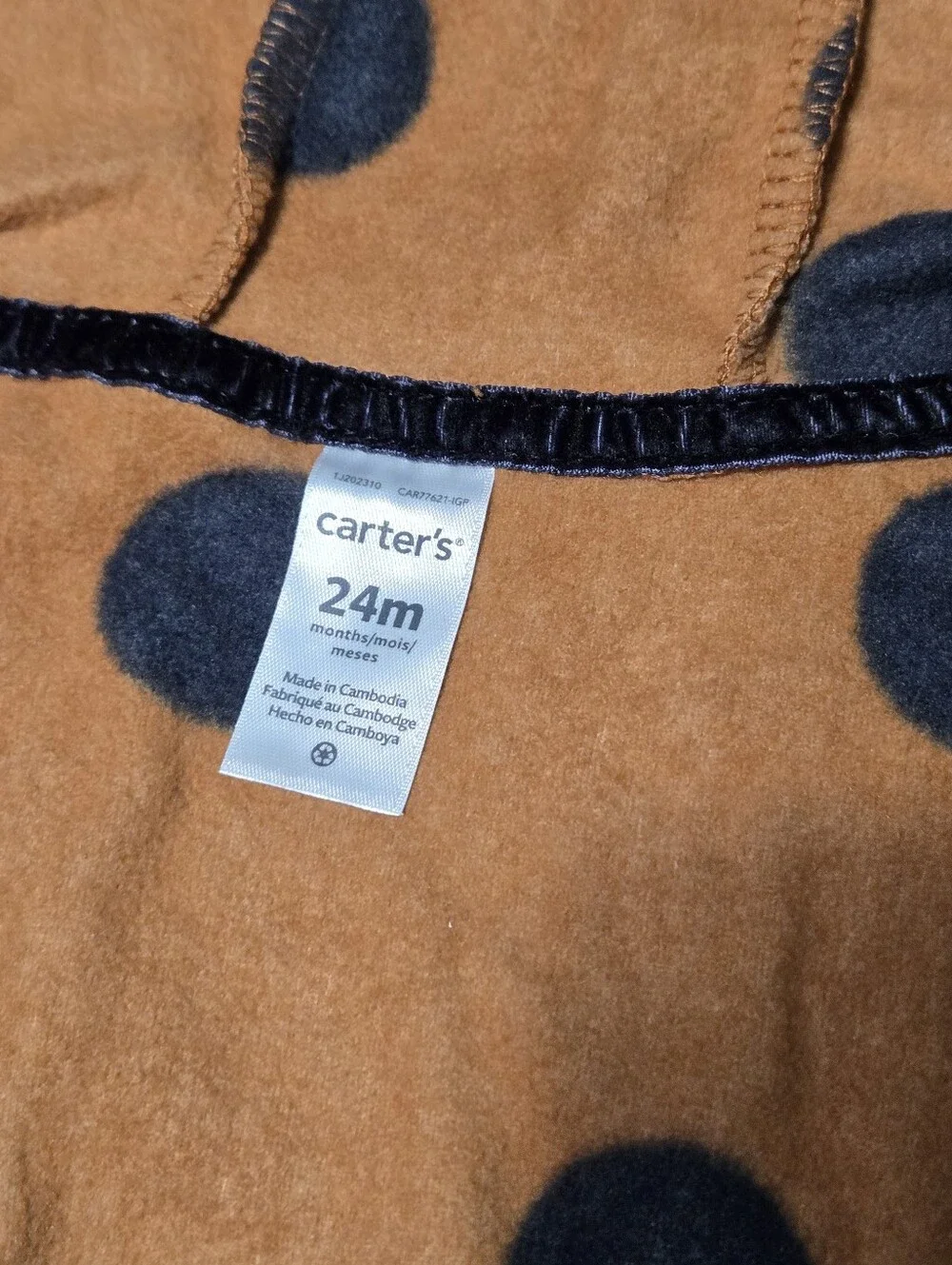 Carter's baby girl 24 month fleece vest, attached hood, polkadots